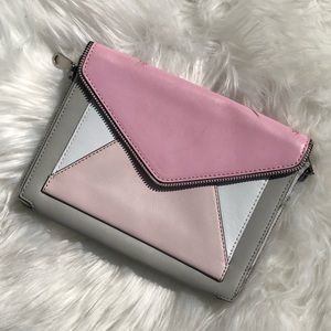 REBECCA MINKOFF COLORED PINK BUTTON ENVELOPE CLUTH